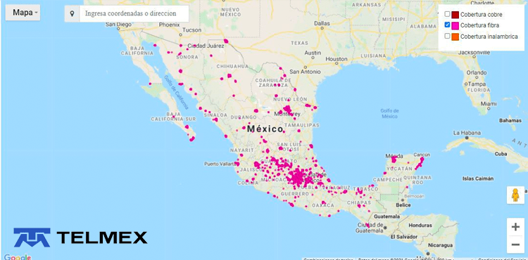 Cobertura Telmex fibra óptica
