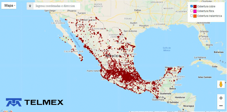 Cobertura Telmex cobre